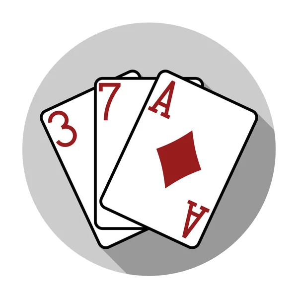 Platte ontwerp vector drie diamanten speelkaarten pictogram, geïsoleerd — Stockvector