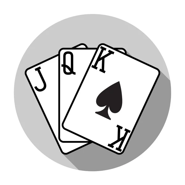 Diseño plano vector tres espadas jugando a las cartas icono, aislado — Archivo Imágenes Vectoriales