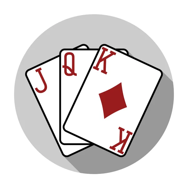 Flachen Design-Vektor drei Diamanten Spielkarten-Symbol, isoliert — Stockvektor