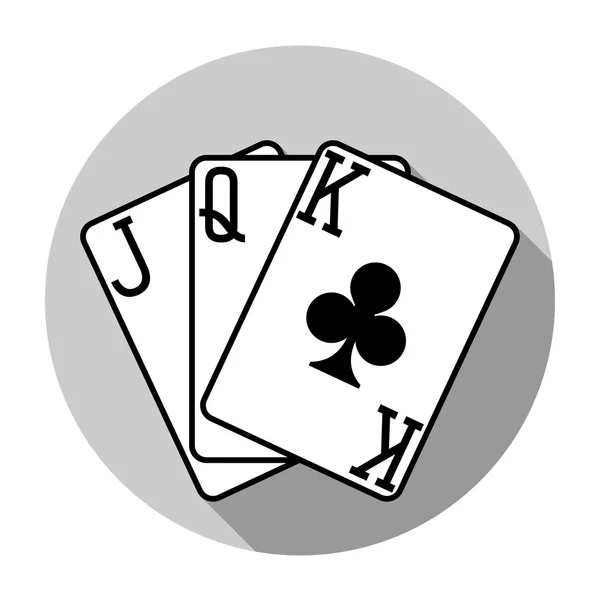 Diseño plano vector tres clubes jugando a las cartas icono, aislado — Vector de stock