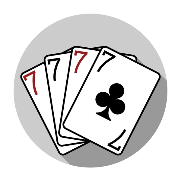 Flachen Design-Vektor vier sieben Spielkarten-Symbol, isoliert — Stockvektor