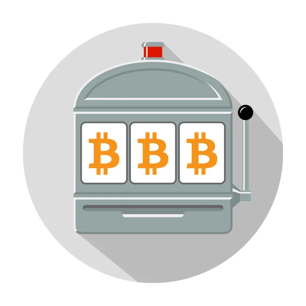 Bitcoin máquina tragaperras icono vector ilustración — Vector de stock