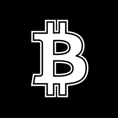 Bitcoin simge siyah beyaz vektör çizim
