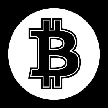 Bitcoin simge siyah beyaz vektör çizim