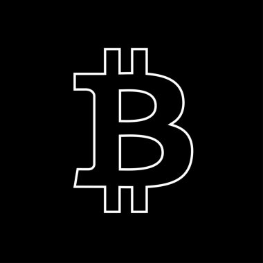 Bitcoin simge siyah beyaz vektör çizim