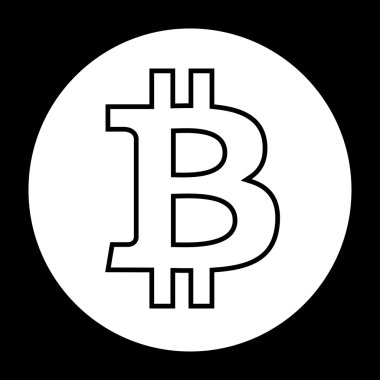 Bitcoin simge siyah beyaz vektör çizim