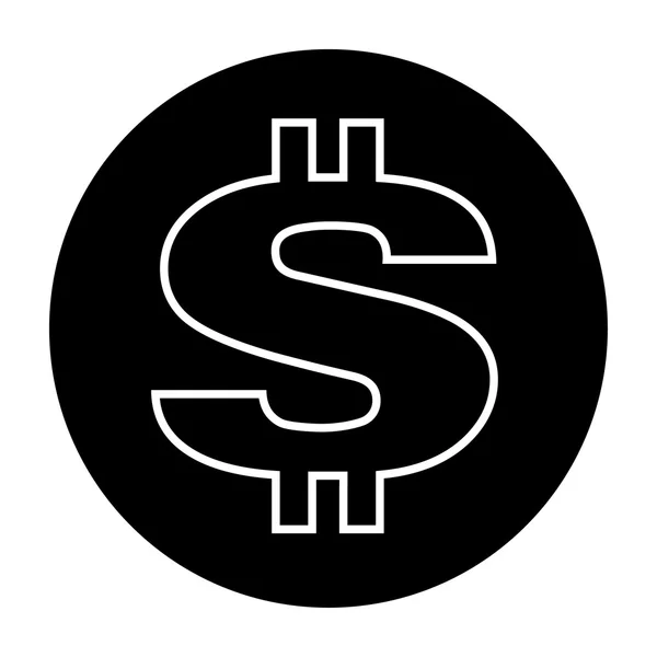 Dollar-Symbol Schwarz-Weiß-Vektorillustration — Stockvektor