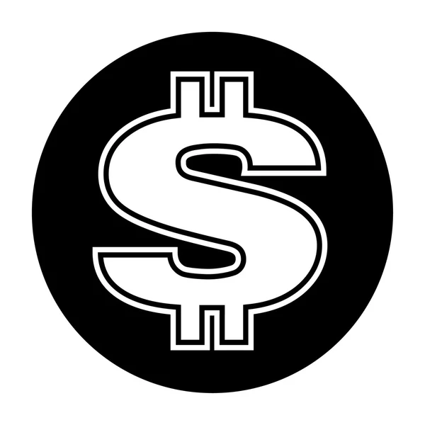 ドル アイコン黒と白のベクトル図 — ストックベクタ