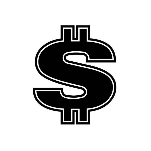 Dollar-Symbol Schwarz-Weiß-Vektorillustration — Stockvektor