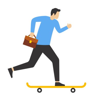 Hızlı iş yeniliği kavramı. Kaykaylı iş adamı