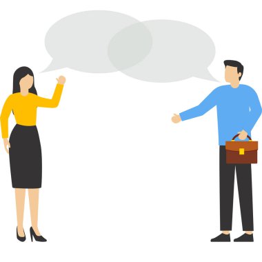 Konuşan ve bilgiyi paylaşan, düz bir biçimde Vektör illüstrasyonuName