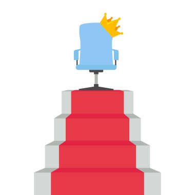 Sandalyeye basamaklı taç, vektör illüstrasyonu düz stil