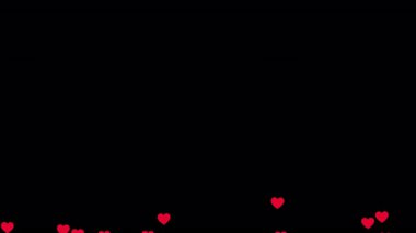 Kırmızı kalp şeffaf bir arkaplanda uçuyor ya da birçok aşk kalbi animasyonu. Aşk partikülleri, sevgililer günü, parti arkadaşlığı, ilişki. Aşk ve aşk kavramı. Alfa kanalı