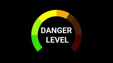 Canlandırılmış tehlike ölçer, renk ölçeğini güvenli ile tehlikeli arasında gösteriyor. Güvenlik eğitimi, alarm sistemleri ve tehlike farkındalığı videoları için harika. Şeffaf arkaplan.