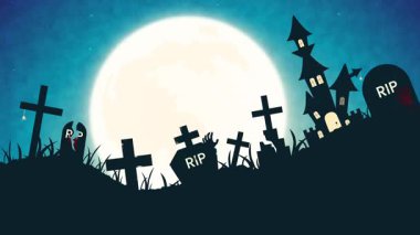 Ürkütücü, pürüzsüz korku döngüsü, ürkütücü mezarlık siluetleri, perili evler, haçlar ve gece gökyüzünde parlayan ay. Sonu gelmeyen bir döngü olarak tasarlandı. Korkutucu tanıtımlar için mükemmel..