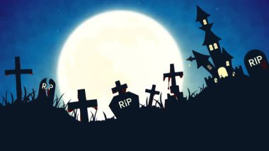 Ürkütücü, pürüzsüz korku döngüsü, ürkütücü mezarlık siluetleri, perili evler, haçlar ve gece gökyüzünde parlayan ay. Sonu gelmeyen bir döngü olarak tasarlandı. Korkutucu tanıtımlar için mükemmel..