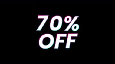 Şeffaf arkaplanda koyu tipografi bulunan% 70 indirimli satış metni. İndirim promosyonları için mükemmel, Kara Cuma, Siber Pazartesi, mevsimlik teklifler, çevrimiçi dükkanlar ve pazarlama videoları.