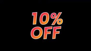 Şeffaf bir arkaplanda cesur tipografisi olan% 10 indirimli satış metni. İndirim promosyonları için mükemmel, Kara Cuma, Siber Pazartesi, mevsimlik teklifler, çevrimiçi dükkanlar ve pazarlama videoları.