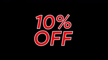 Şeffaf bir arkaplanda cesur tipografisi olan% 10 indirimli satış metni. İndirim promosyonları için mükemmel, Kara Cuma, Siber Pazartesi, mevsimlik teklifler, çevrimiçi dükkanlar ve pazarlama videoları.