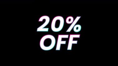 Şeffaf bir arkaplanda cesur tipografisi olan% 20 indirimli satış metni. İndirim promosyonları için mükemmel, Kara Cuma, Siber Pazartesi, mevsimlik teklifler, çevrimiçi dükkanlar ve pazarlama videoları.