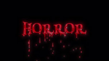 Saydam bir zemine kan damlatan korku dolu animasyon metni. Ürkütücü korku tarzı tasarım, Cadılar Bayramı için mükemmel, korku tanıtımları, canlı yayınlar, Kara Cuma promosyonları, ürkütücü olaylar.