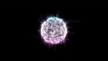 Fütürist yapay zeka animasyonu, dijital veri akışı, modern siber teknoloji ve bilim görselleştirmesi ile parlayan nöral ağ küresini gösteriyor. Yapay zeka için mükemmel. Şeffaf arkaplan.