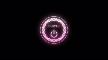 Saydam Arkaplan, Uygulamalar, Oyunlar, Videolar veya Sunumlar İçin Fütürist Yuvarlak Kullanıcı Elemanı Üzerinde Parlayan Yüzük ve Güç Sembolü ile Güç Düğmesi Animasyonu.