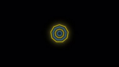 Radyo dalgası sinyali. Renkler arka plan dalgaları animasyonunu merkezden verir. Parlak neon ışıklar cazibe konsepti için hareket ettirir. Neon Wave 4K animasyonu. Neon radyo dalgaları. Alfa Kanalı.