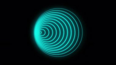 Radyo dalgası sinyali. Renkler arka plan dalgaları animasyonunu merkezden verir. Parlak neon ışıklar cazibe konsepti için hareket ettirir. Neon Wave 4K animasyonu. Neon radyo dalgaları. Alfa Kanalı.