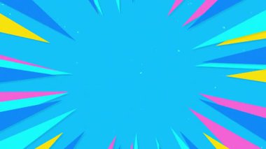 Hız çizgileri dinamik radyal hareketle animasyon. Çizgi roman tarzı yakınlaştırma etkisi. Hızlı hareket geçişi 4K çözünürlüğünde döngüye alınıyor. Tanıtım, başlık ve kaplamalar için mükemmel.