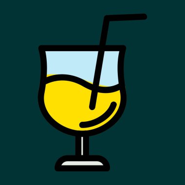 Kokteyl simgesi, vektör illüstrasyonu basit tasarım