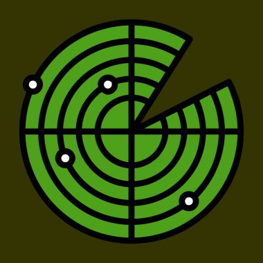 Radar simgesi, vektör illüstrasyonu basit tasarım