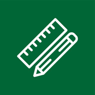 Kalem ve cetvel simgesi, vektör illüstrasyonu basit tasarım