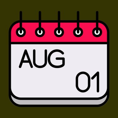 Ağustos simgesi, vektör illüstrasyonu basit tasarım