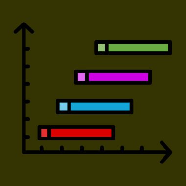 Yatay Çubuklar İlerleme simgesini, vektör illüstrasyonunu basit tasarımı gösterir