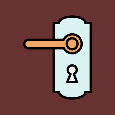 Kapı tokmağı simgesi, vektör illüstrasyonu basit tasarım