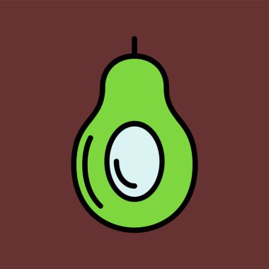 avokado simgesi, vektör illüstrasyonu basit tasarım
