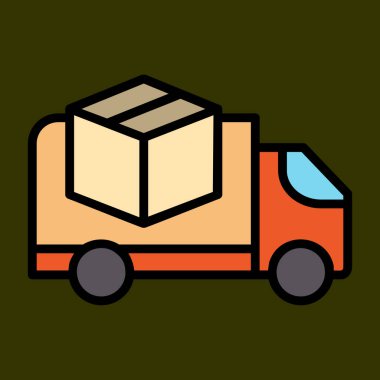 dağıtım kamyonu simgesi, vektör illüstrasyonu basit tasarım