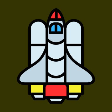 Uzay gemisi simgesi, vektör illüstrasyonu basit tasarım