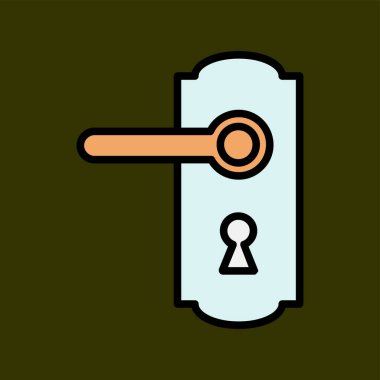 Kapı tokmağı simgesi, vektör illüstrasyonu basit tasarım