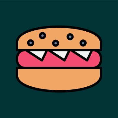 Hamburger simgesi, vektör illüstrasyonu basit tasarım