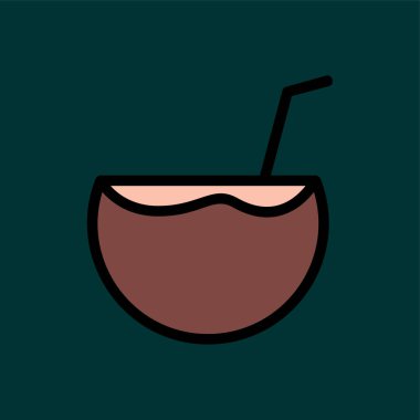 Hindistan cevizi içecek simgesi, vektör illüstrasyonu basit tasarım