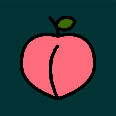 şeftali simgesi, vektör illüstrasyonu basit tasarım