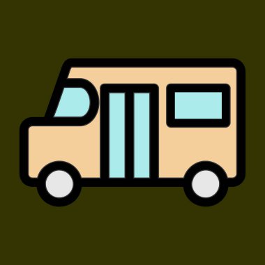 Yemek kamyonu simgesi, vektör illüstrasyonu basit tasarım