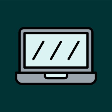 dizüstü bilgisayar simgesi, vektör illüstrasyonu basit tasarım