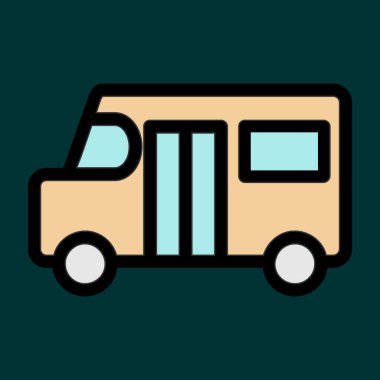 Yemek kamyonu simgesi, vektör illüstrasyonu basit tasarım