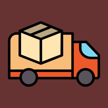 dağıtım kamyonu simgesi, vektör illüstrasyonu basit tasarım