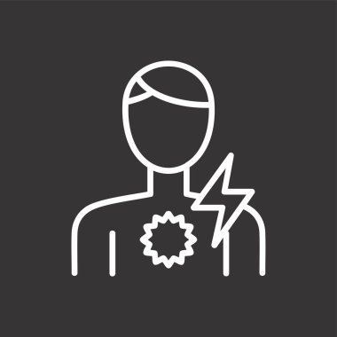 Göğüs ağrısı simgesi, vektör illüstrasyonu basit tasarım