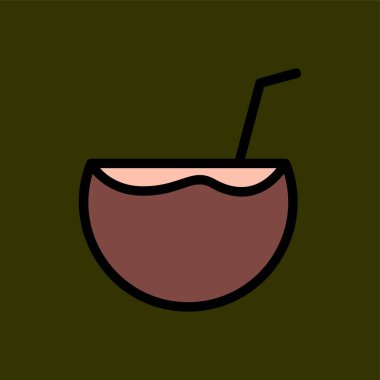 Hindistan cevizi içecek simgesi, vektör illüstrasyonu basit tasarım