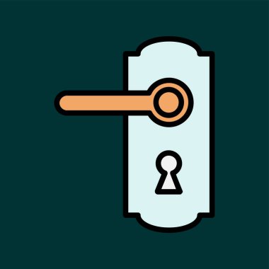 Kapı tokmağı simgesi, vektör illüstrasyonu basit tasarım